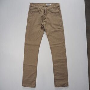 Gustin Jeans Mens 32 Tan Brown Japan Linen Chambray Five Pocket Button Fly Slim